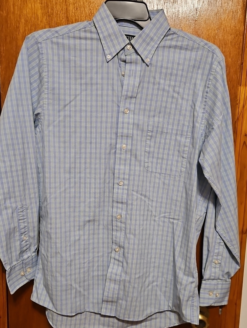 Chaps Light Blue Plaid Button-Down Dress Shirt